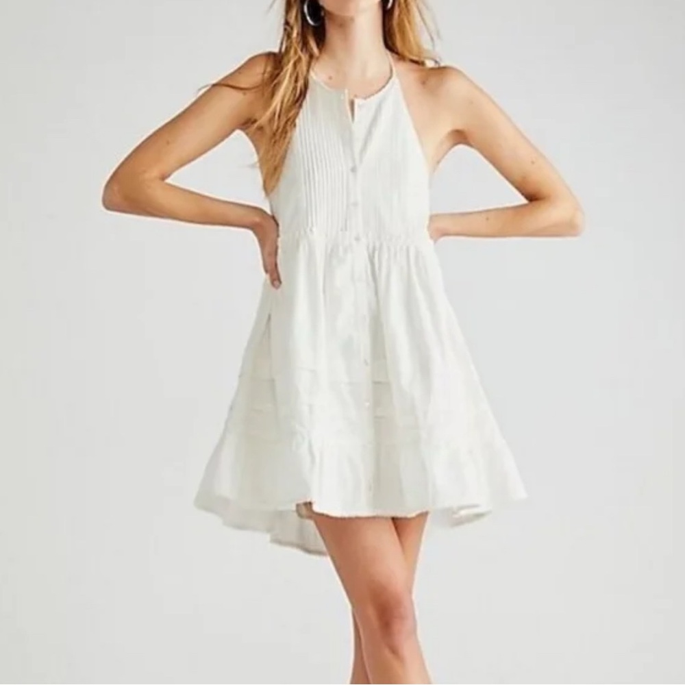 Free People White Button Down  Sleeveless Dress